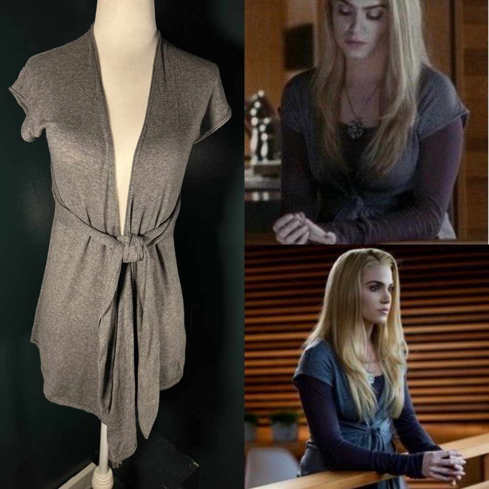 Anthropologie • Moth Tie Front Gray Cardigan XS • ASO Rosalie Hale